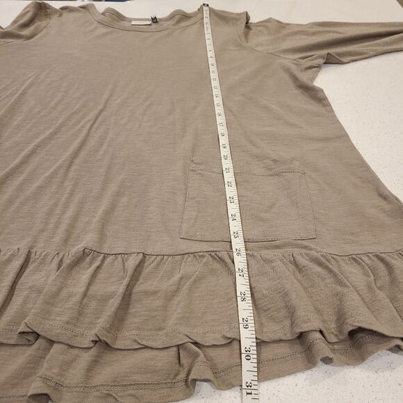 Logo by Lori Goldstein Ruffle Hem Solid 100% Cotton Top Blouse Front Pockets - Picture 8 of 10